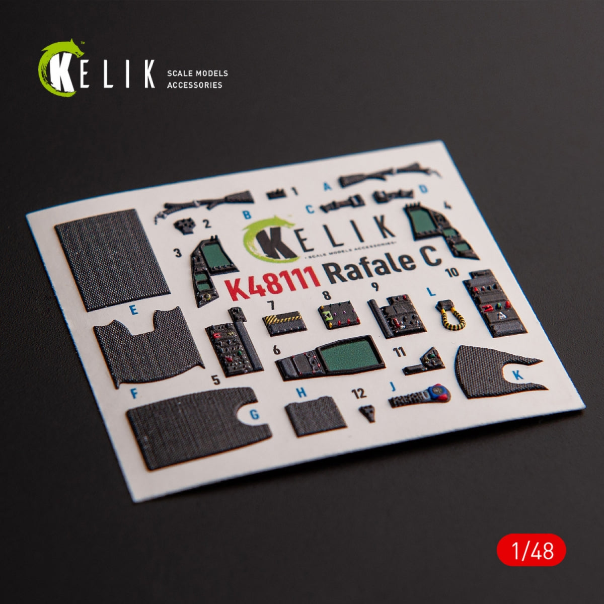 KELIK K48111 Rafale C - interior 3D decals for Academy/Revell kit 1/48
