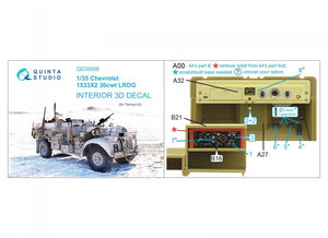 Quinta Studio QD35058 Chevrolet 1533X2 30cwt LRDG 3D-Printed &amp;amp; coloured Interior on decal paper (Tamiya) 1/35 – Bild 2