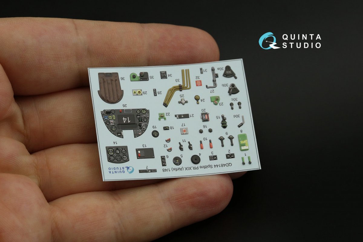 Quinta Studio QD48144 Spitfire PR.XIX 3D-Printed &amp;amp; coloured Interior on decal paper (Airfix) 1/48 – immagine 5