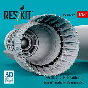RESKIT RSU48-0562 F-4 (B, C, D, N) Phantom II exhaust nozzles for Hasegawa kit (3D Printed) 1/48