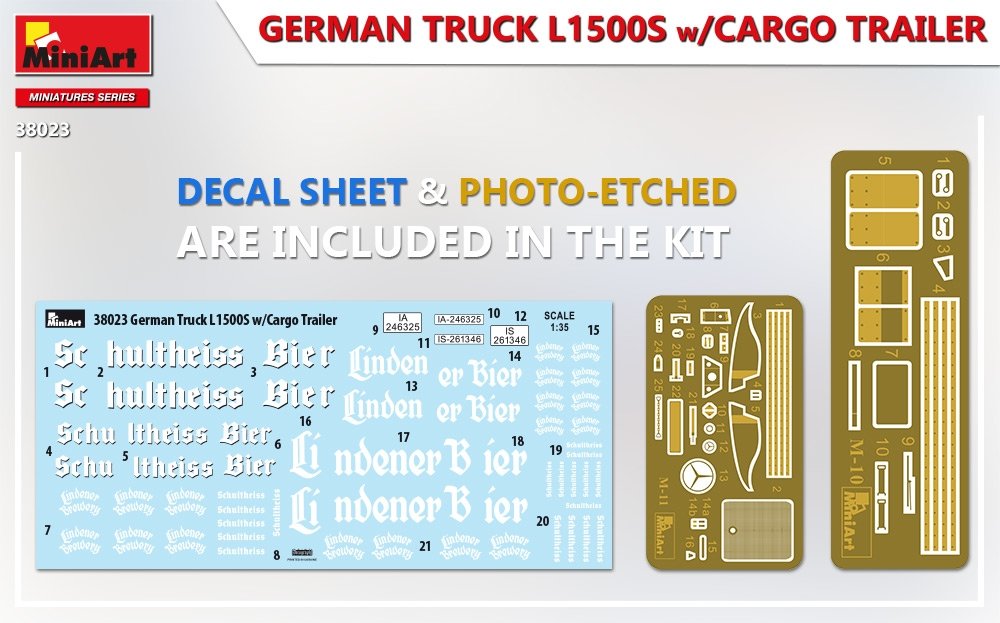 MiniArt 38023 GERMAN TRUCK L1500S w/CARGO TRAILER 1/35 – immagine 3