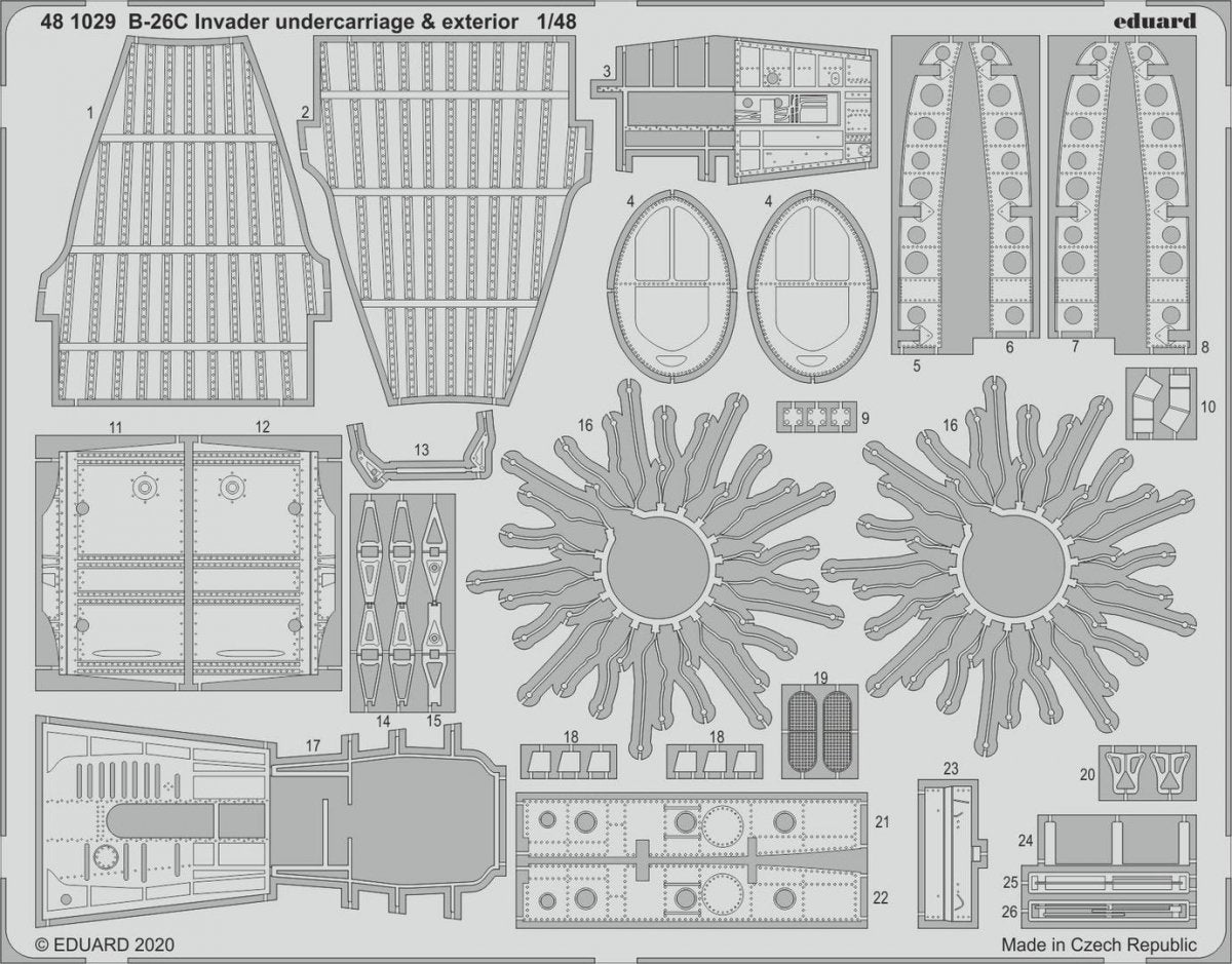 Eduard 481029 B-26C Invader undercarriage &amp;amp; exterior 1/48 ICM
