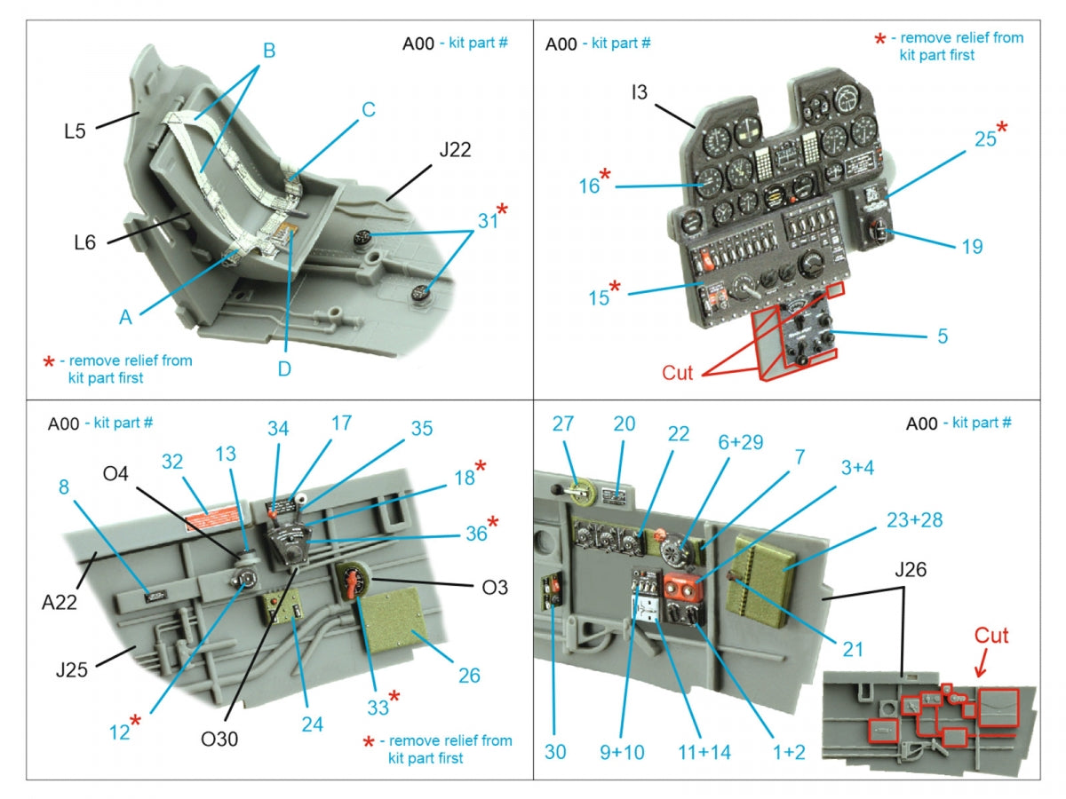 Quinta Studio QD32217 P-40N early 3D-Printed coloured Interior on decal paper (Hasegawa/Eduard) 1/32 – Bild 2