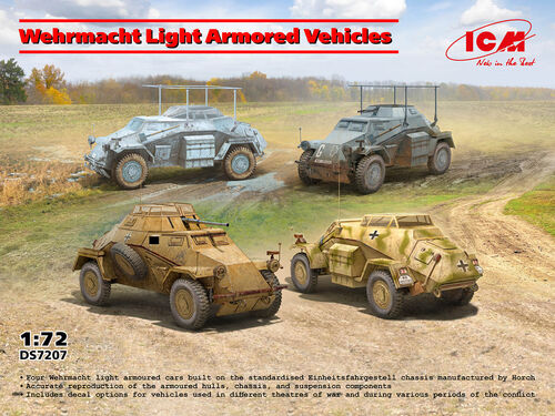 ICM DS7207 Wehrmacht Light Armored Vehicles (Sd.Kfz.222 / Sd.Kfz.223 / Sd.Kfz.260 and Sd.Kfz.261) 1/72