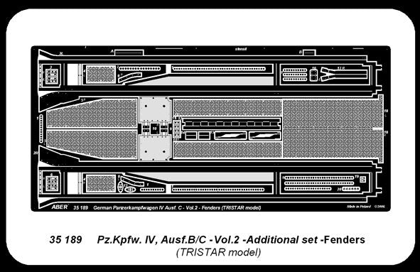 Aber 35189 German medium tank Pz.Kpfw. IV, Ausf.B/C - vol. 2 - additional set - fenders 1/35 – Bild 3