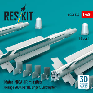RESKIT RS48-0549 Matra MICA-IR missiles (4 pcs) (3D Printed) 1/48