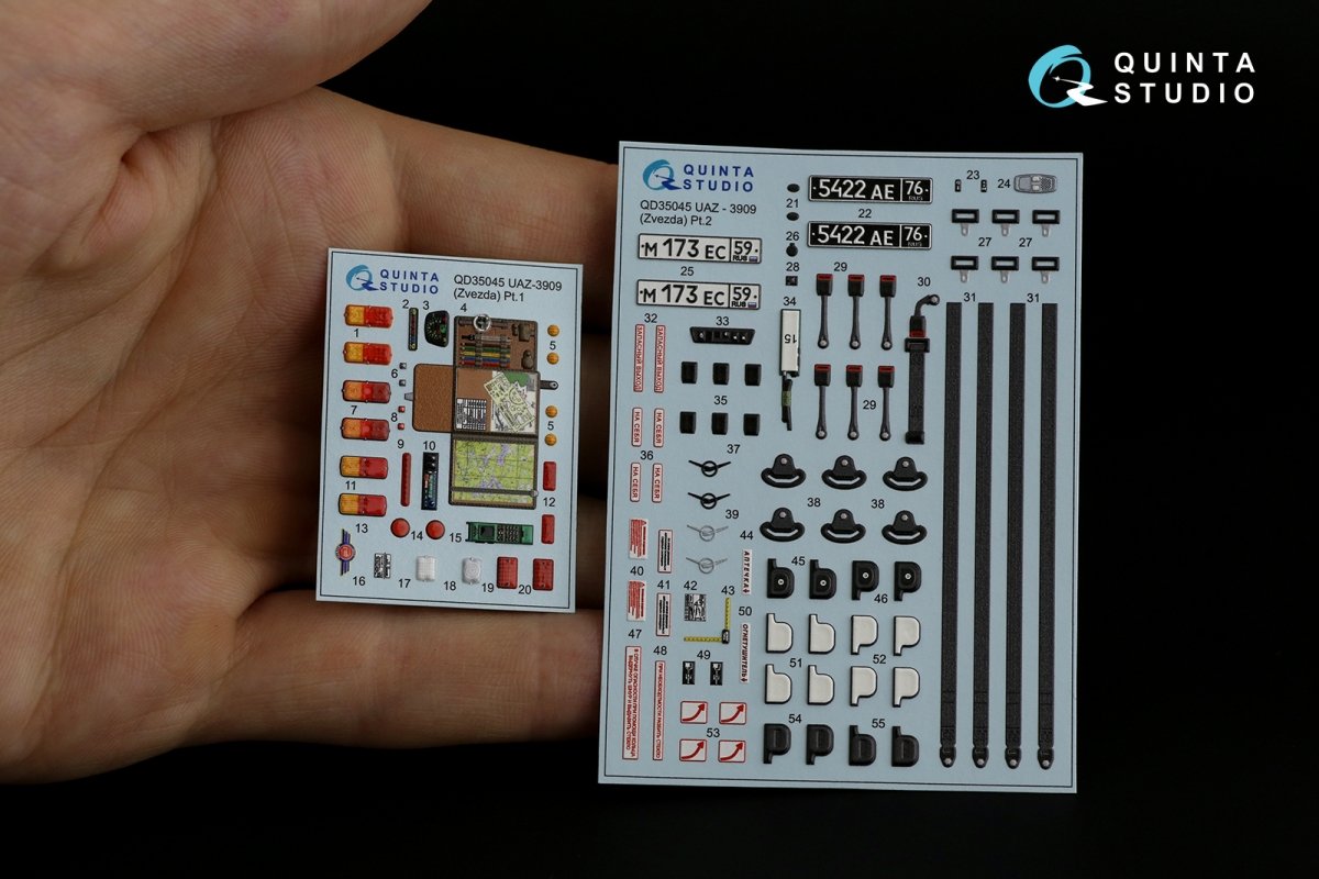 Quinta Studio QD35045 UAZ-3909 3D-Printed &amp;amp; coloured Interior on decal paper (Zvezda) 1/35 – zdjęcie 12