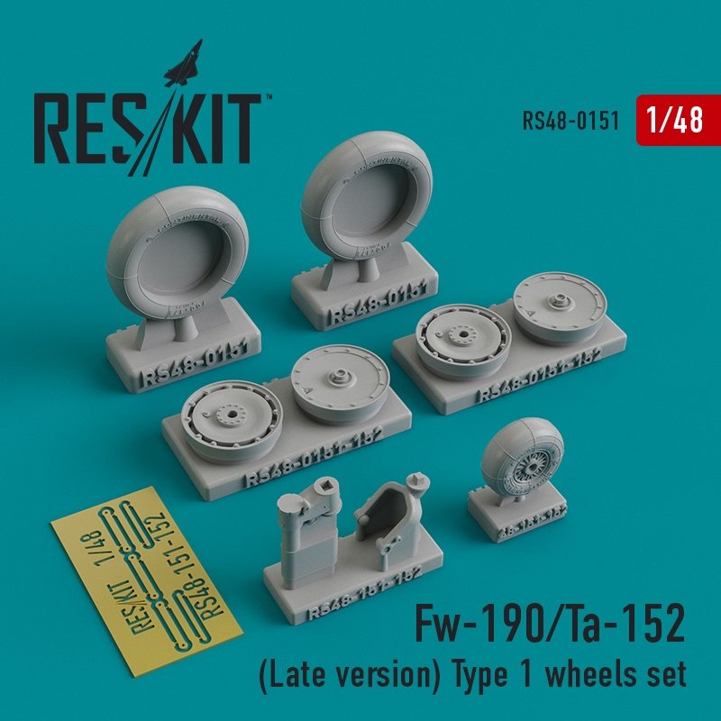 RESKIT RS48-0151 Fw-190/Ta-152 (Version tardive) Jeu de roues Type 1 1/48