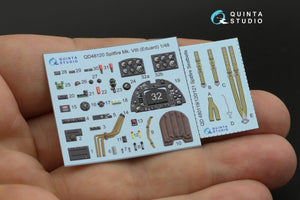 Quinta Studio QD48120 Spitfire Mk.VIII 3D-Printed &amp;amp; coloured Interior on decal paper (Eduard) 1/48 – immagine 2