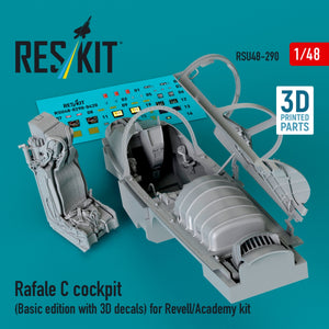 RESKIT RSU48-0290 Rafale C cockpit (Basic edition with 3D decals) for Revell/Academy kit (3D printed) 1/48 – image 2