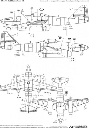 HobbyDecal ST48007V1 Me-262 Stencils ver 1 1/48 – zdjęcie 2