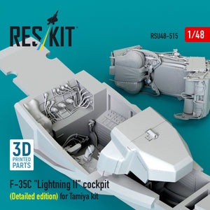 RESKIT RSU48-0515 F-35C "Lightning II" cockpit (Detailed edition) for Tamiya kit (3D Printed) 1/48