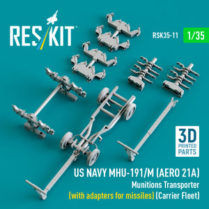 RESKIT RSK35-0011 US NAVY MHU-191/M (AERO 21A) Munitions Transporter (with adapters for missiles) (Carrier Fleet) (3D Printed model kit) 1/35 – Bild 4
