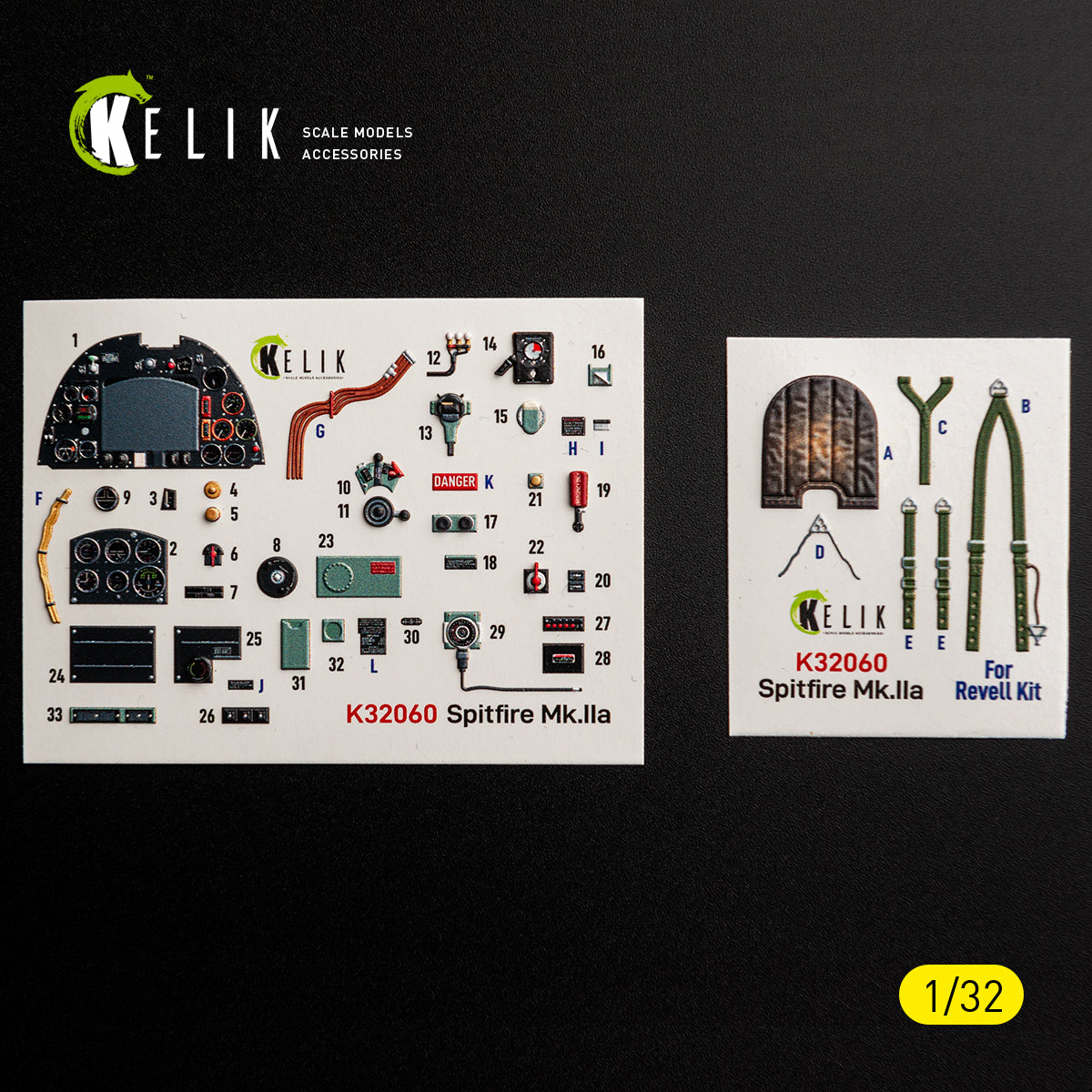 KELIK K32060 Spitfire Mk.11a - interior 30 decals for Revell kit 1/32 – zdjęcie 2