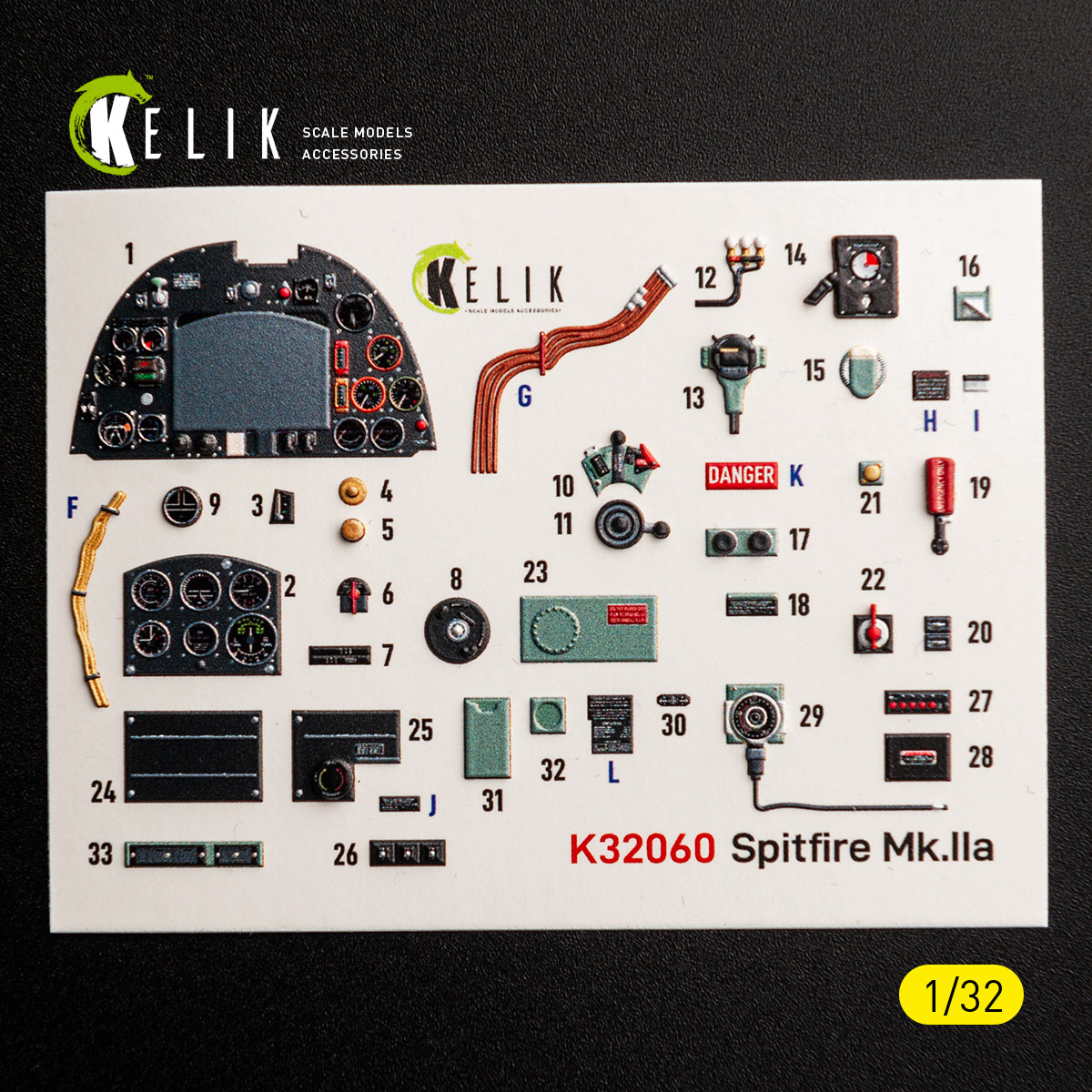 KELIK K32060 Spitfire Mk.11a - interior 30 decals for Revell kit 1/32 – zdjęcie 3