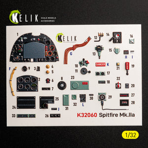 KELIK K32060 Spitfire Mk.11a - interior 30 decals for Revell kit 1/32 – zdjęcie 3