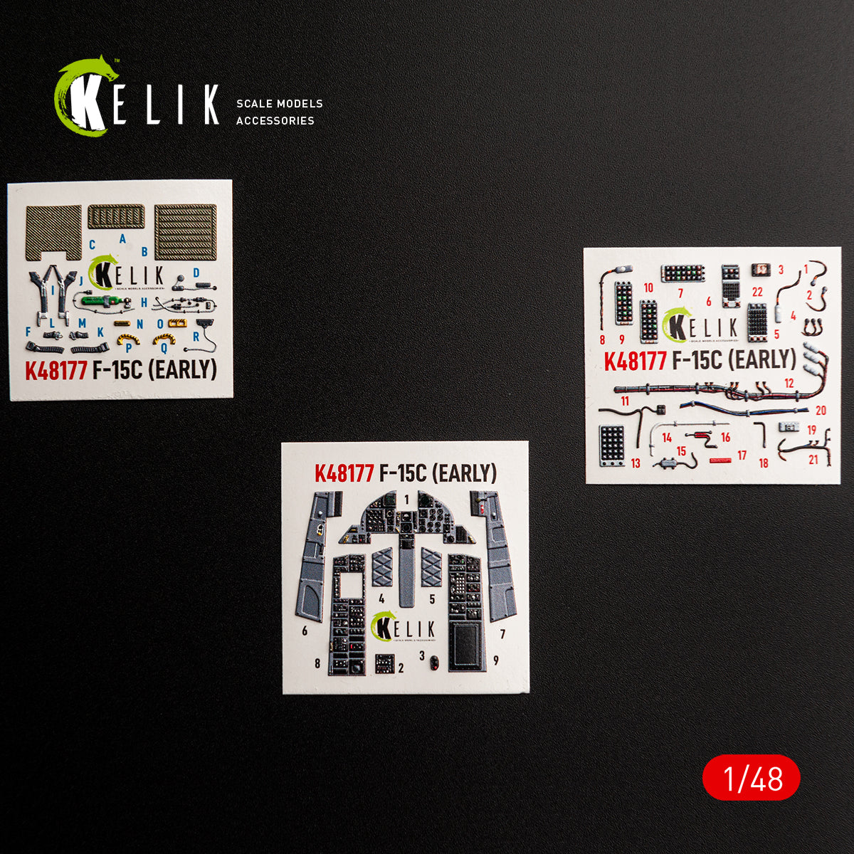 KELIK K48177 F-15C (Early) - interior 3D decals for Hasegawa kit 1/48 – zdjęcie 13