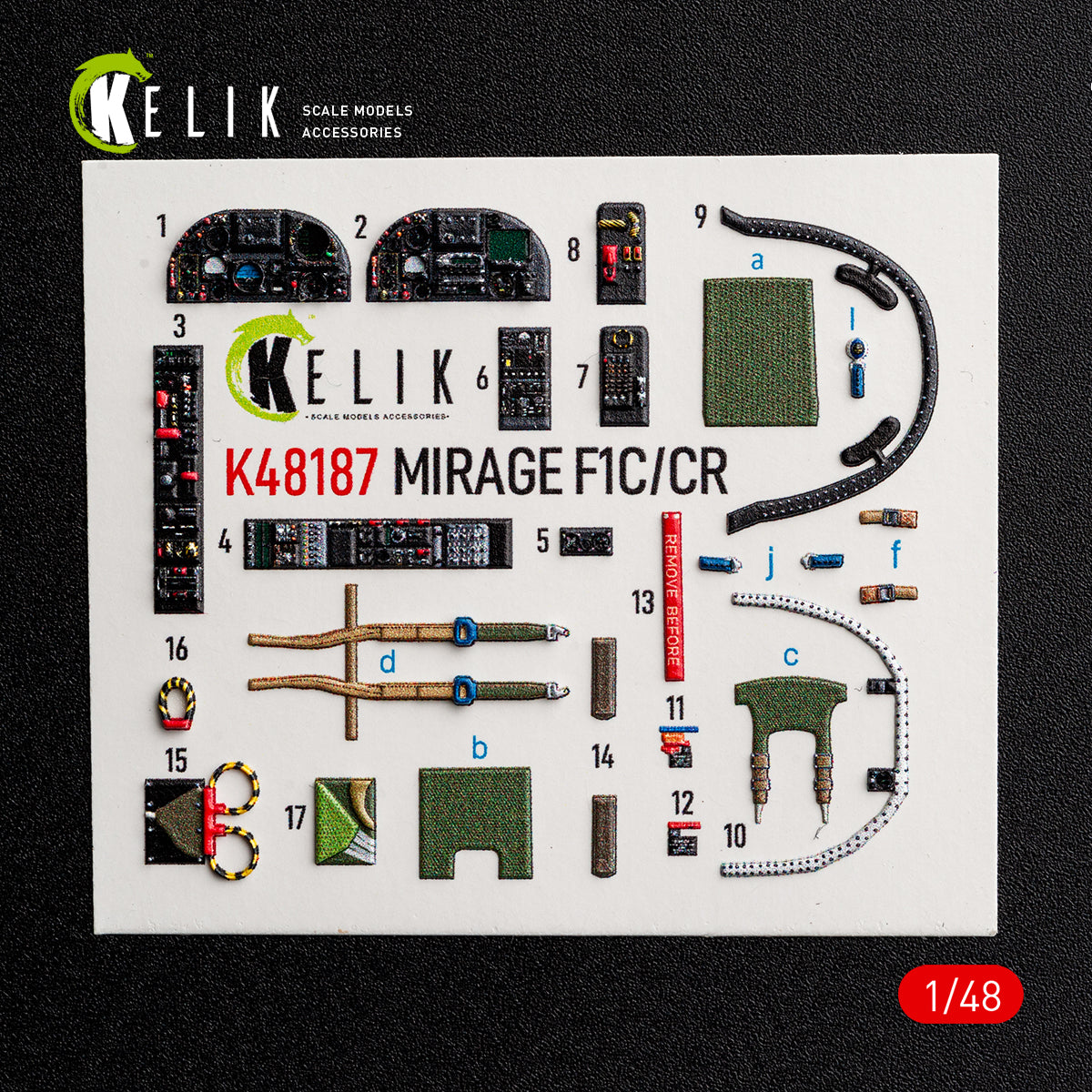 KELIK K48187 Mirage F1C/CR - interior 3D decals for Italeri kit 1/48 – Bild 2