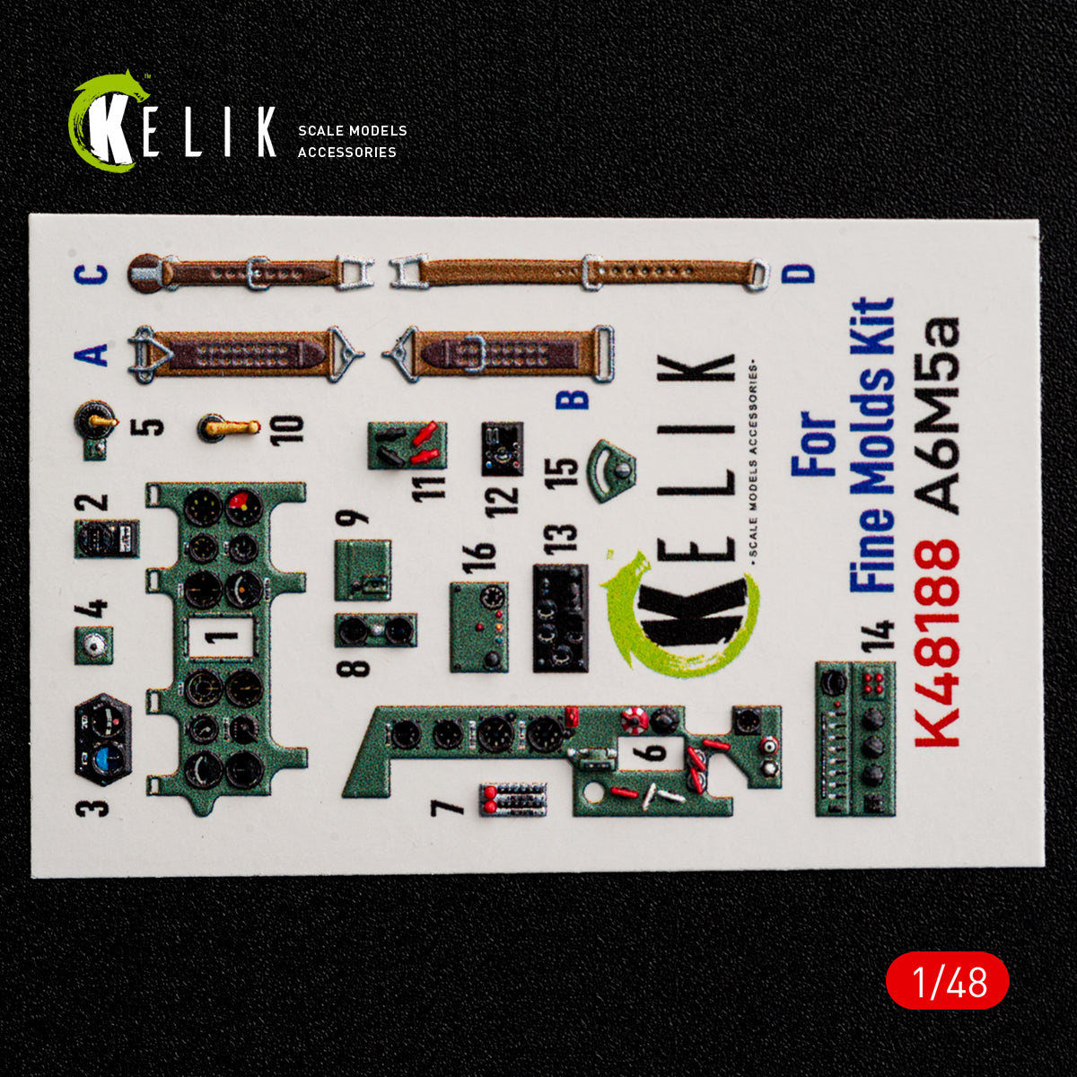 KELIK K48188 A6M5a - interior 3D decals for Fine Molds kit 1/48 – Bild 2