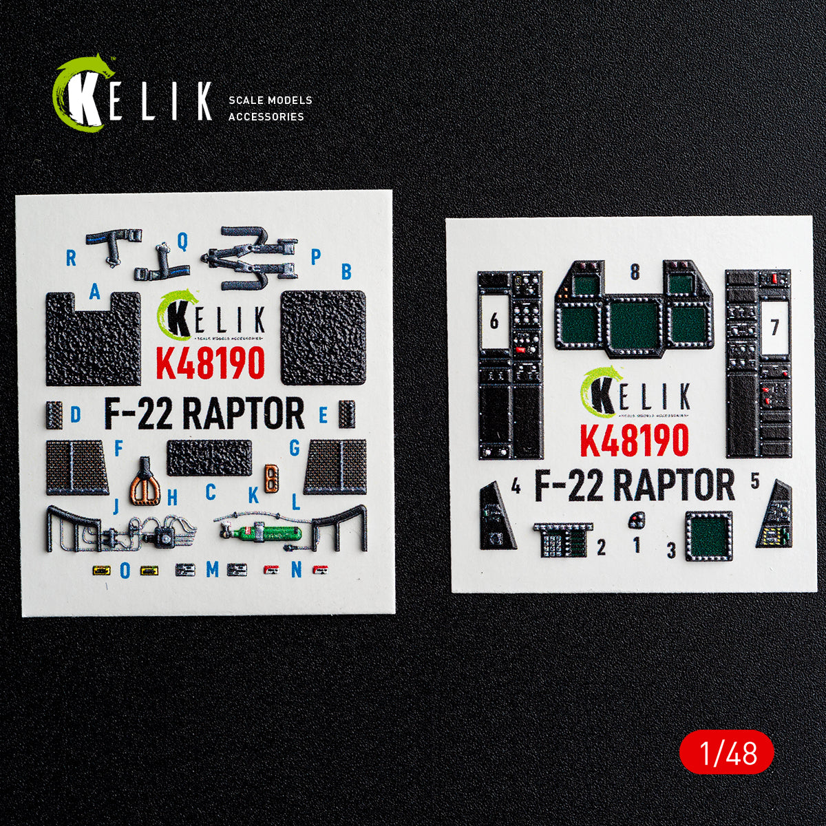KELIK K48190 F-22 Raptor - interior 3D decals for Hasegawa kit 1/48 – Bild 2
