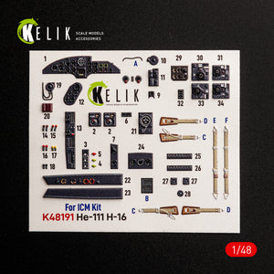 KELIK K48191 He-111 H-16 - interior 3D decals for ICM kit 1/48 – image 2