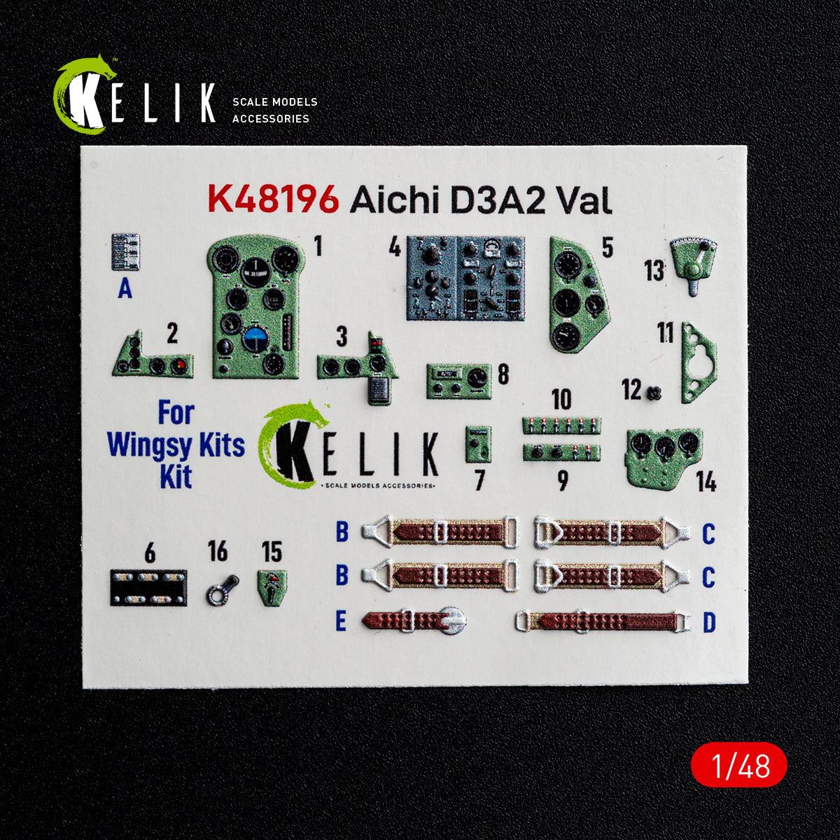 KELIk Aichi K48196 D3A2 Val - interior 3D decals for Wingsy Kits kit 1/48 – imagen 2