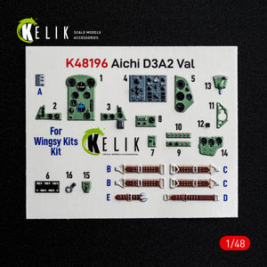KELIk Aichi K48196 D3A2 Val - interior 3D decals for Wingsy Kits kit 1/48 – imagen 2