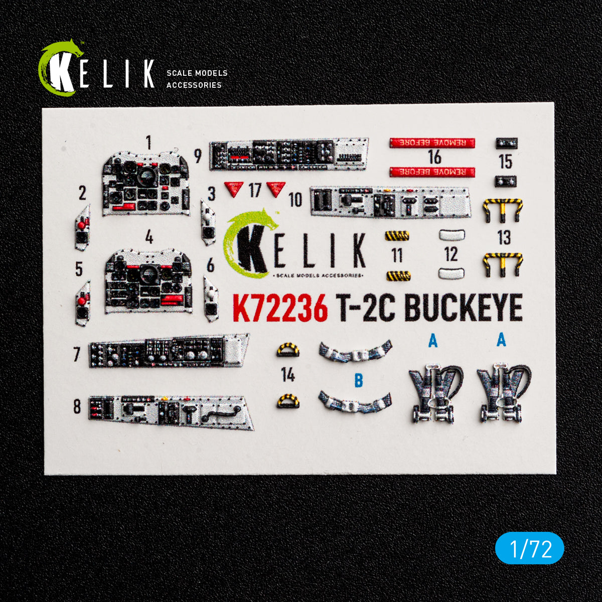 KELIK K72236 T-2C BUCKEYE - interior 3D decals for Wolfpack kit 1/72 – zdjęcie 2