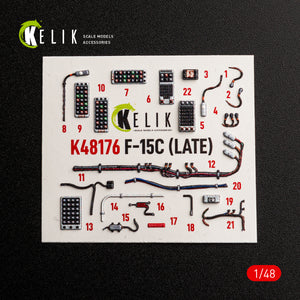 KELIK K48176 F-15C (Late) - interior 3D decals for Hasegawa kit 1/48 – zdjęcie 5