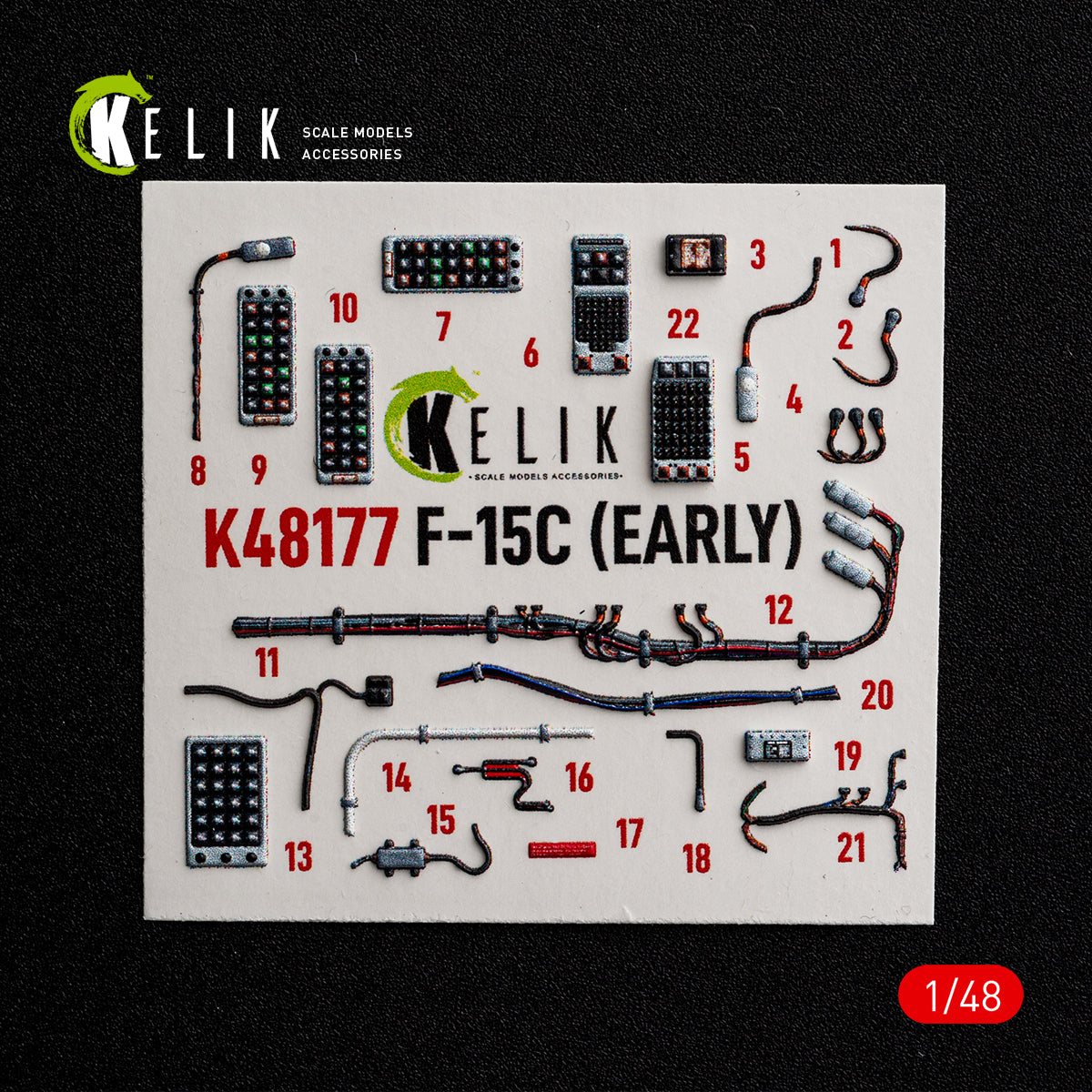 KELIK K48177 F-15C (Early) - interior 3D decals for Hasegawa kit 1/48 – zdjęcie 9