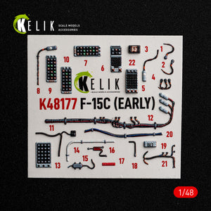 KELIK K48177 F-15C (Early) - interior 3D decals for Hasegawa kit 1/48 – zdjęcie 9
