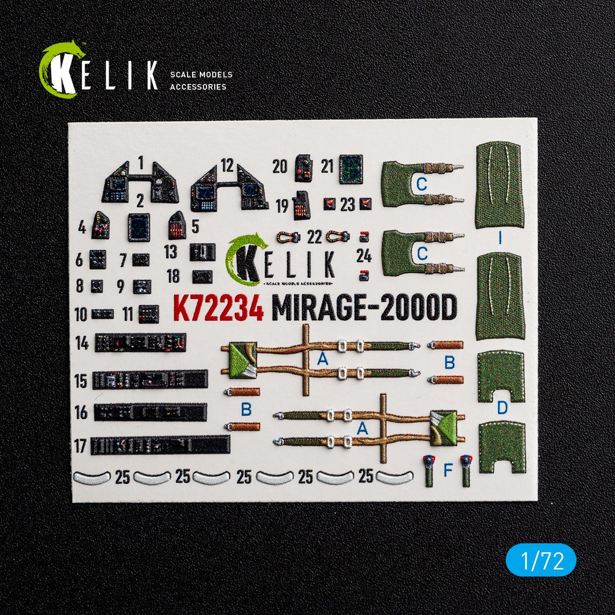KELIK K72234 Mirage-20000 - interior 3D decals for DreamModel kit 1/72 – imagen 3