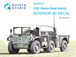Quinta Studio QD35051 Gama Goat family 3D-Printed &amp;amp; coloured Interior on decal paper (Tamiya) 1/35