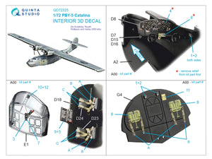 Quinta Studio QD72225 PBY-5 Catalina 3D-Printed &amp; coloured Interior on decal paper (Academy) 1/72