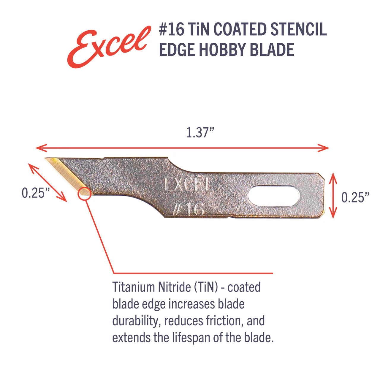 Excel Hobby Tools 20416 No.16 Titanium Nitride Coated Stencil Edge Blade (5 pcs) – imagen 3