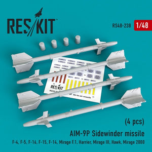 RESKIT RS48-0238 AIM-9P Sidewinder missile (4 pcs) 1/48