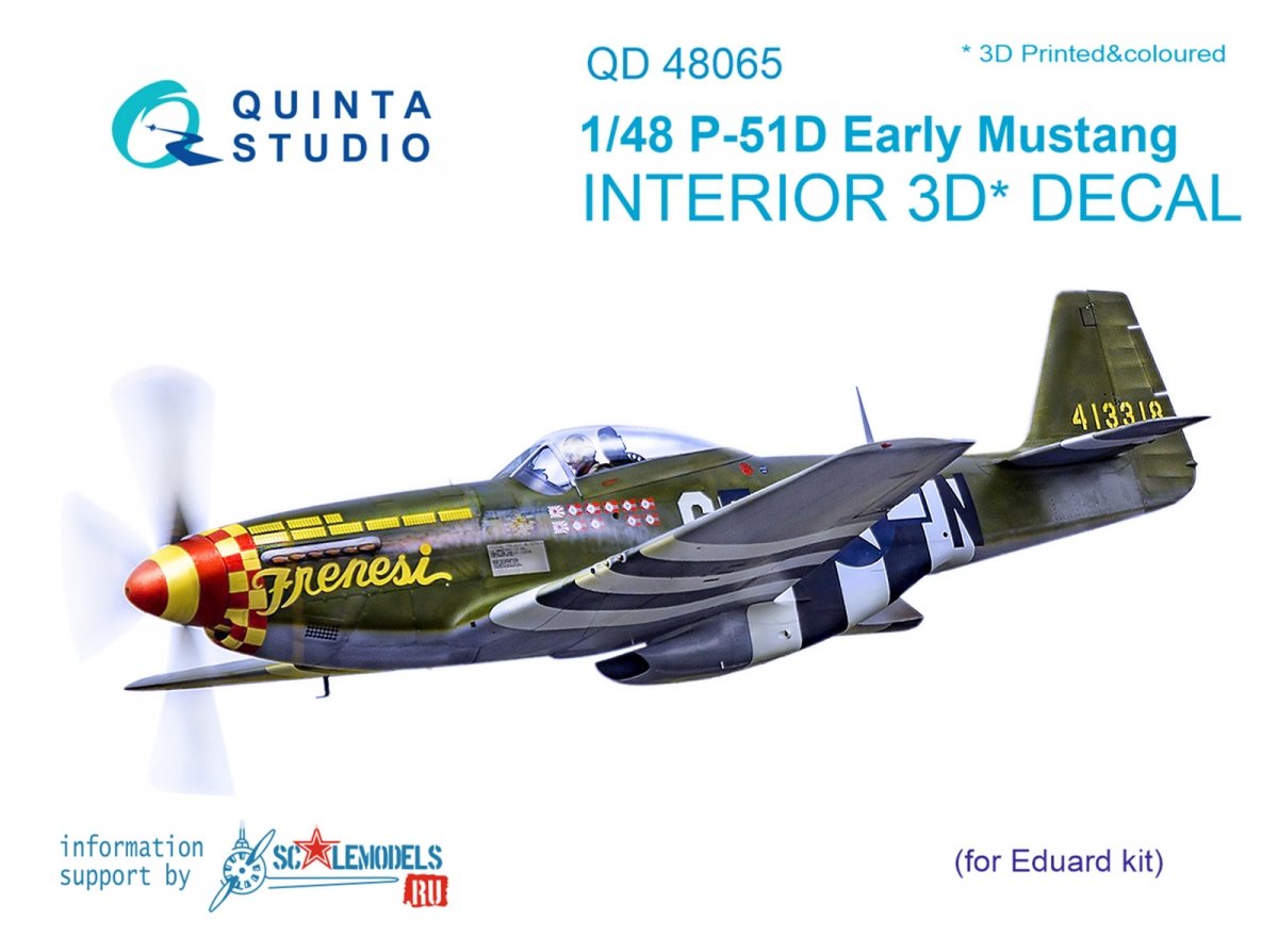 Quinta Studio QD48065 P-51D (Early) 3D-Printed &amp;amp; coloured Interior on decal paper (for Eduard kit) 1/48