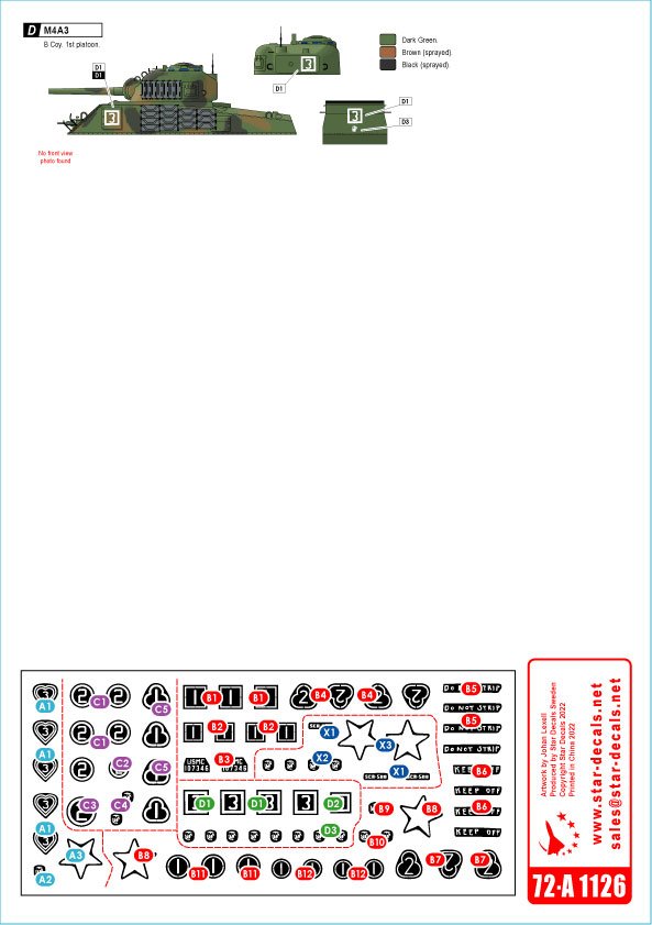 Star Decals 72-A1126 US PACIFIC WARS - OKINAWA USMC Sherman tanks 1/72 – imagen 2
