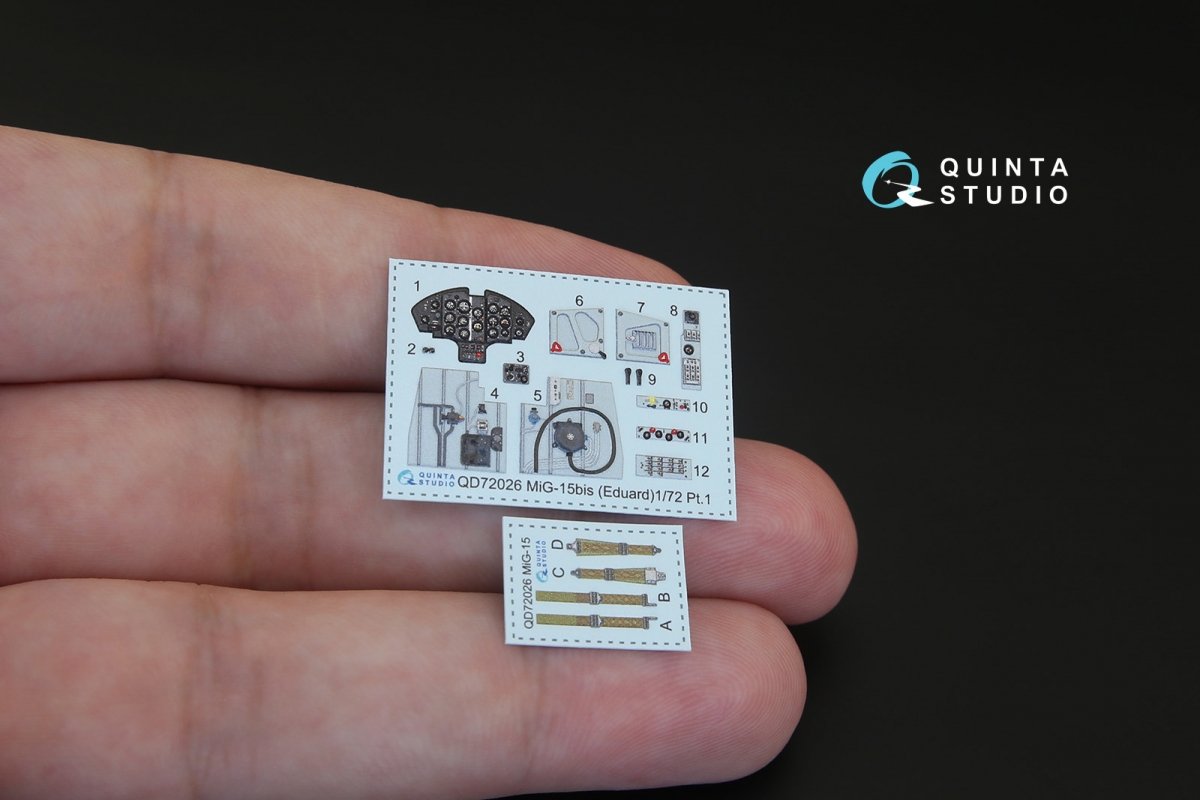 Intérieur imprimé en 3D et coloré sur papier décalcomanie Quinta Studio QD72026 MiG-15 (pour maquette Eduard) au 1/72 – image 2