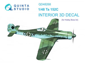 Quinta Studio QD48268 Ta 152C 3D-Printed &amp;amp; coloured Interior on decal paper (Hobby Boss) 1/48