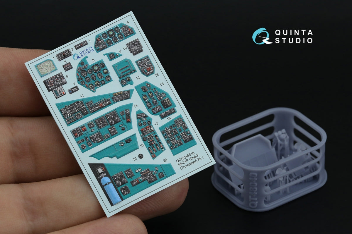 Quinta Studio QDS+48516 Mi-24P Hind-F Intérieur coloré imprimé en 3D sur papier décalcomanie (Trumpeter) (petite version) (avec pièces en résine imprimées en 3D) 1/48 – image 2