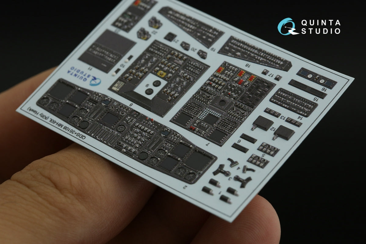Quinta Studio QDS+35108 MH-60L 3D-Printed &amp;amp; coloured Interior on decal paper (Kitty Hawk) (with 3D-printed resin parts) (small version) 1/35 – Bild 7