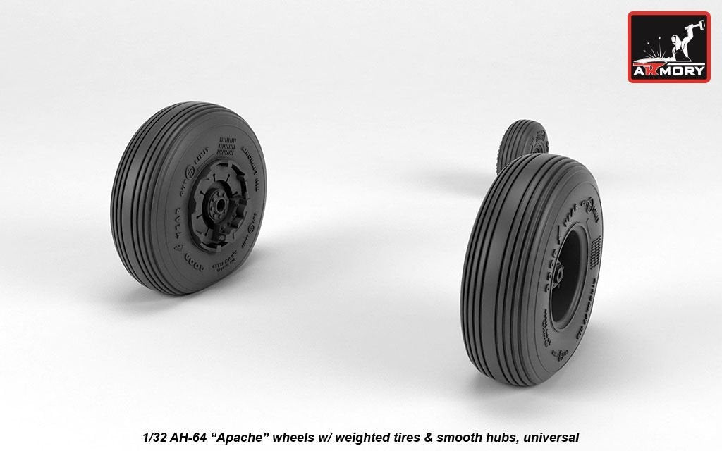 Armory Models AW32311 AH-64 Apache wheels w/ weighted tires, smooth hubs 1/32 – Bild 4