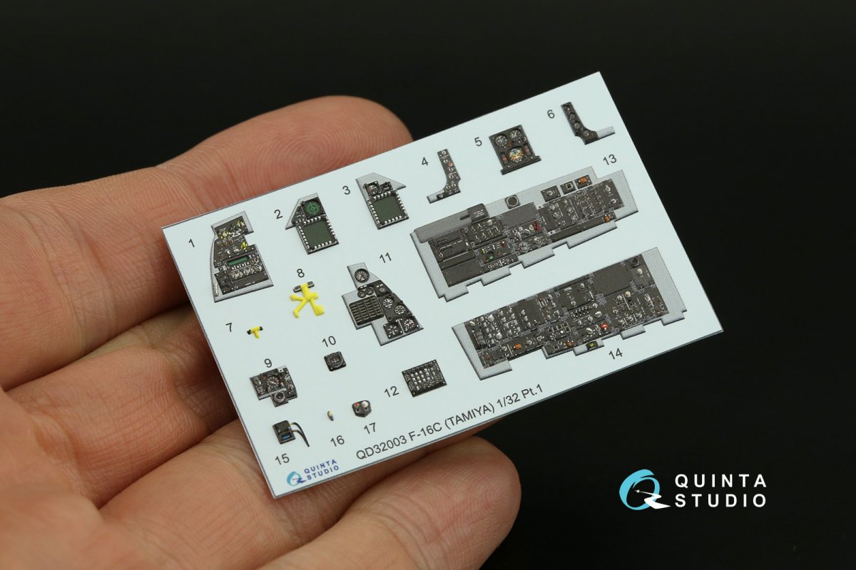 Quinta Studio QDS-32003 F-16C 3D-Printed &amp;amp; coloured Interior on decal paper ( Tamiya ) (small version) 1/32 – imagen 9