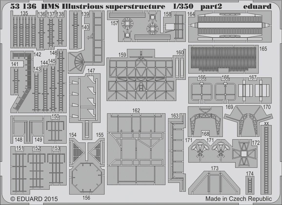 Eduard 53136 HMS Illustrious superstructure AIRFIX 1/350