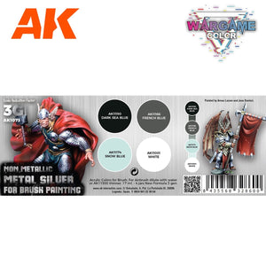 AK Interactive AK1073 WARGAME COLOR SET. NON METALLIC METAL SILVER. 4x17 ml – zdjęcie 2