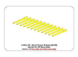 Aber 350L-20 Set of 12 pcs 76,2 mm (3in/50) barrels for US Navy ships 1/350 – zdjęcie 4