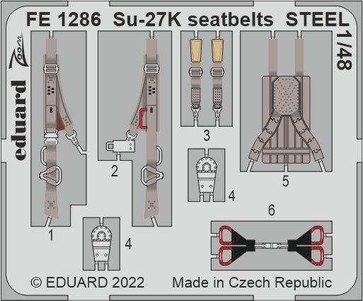 Ceintures de sécurité Eduard FE1286 Su-27K STEEL MINIBASE 1/48