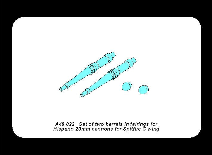 Aber A48 022 Set of two barrels for Hispano 20mm machine cannons for British fighter Spitfire 1/48 – image 4
