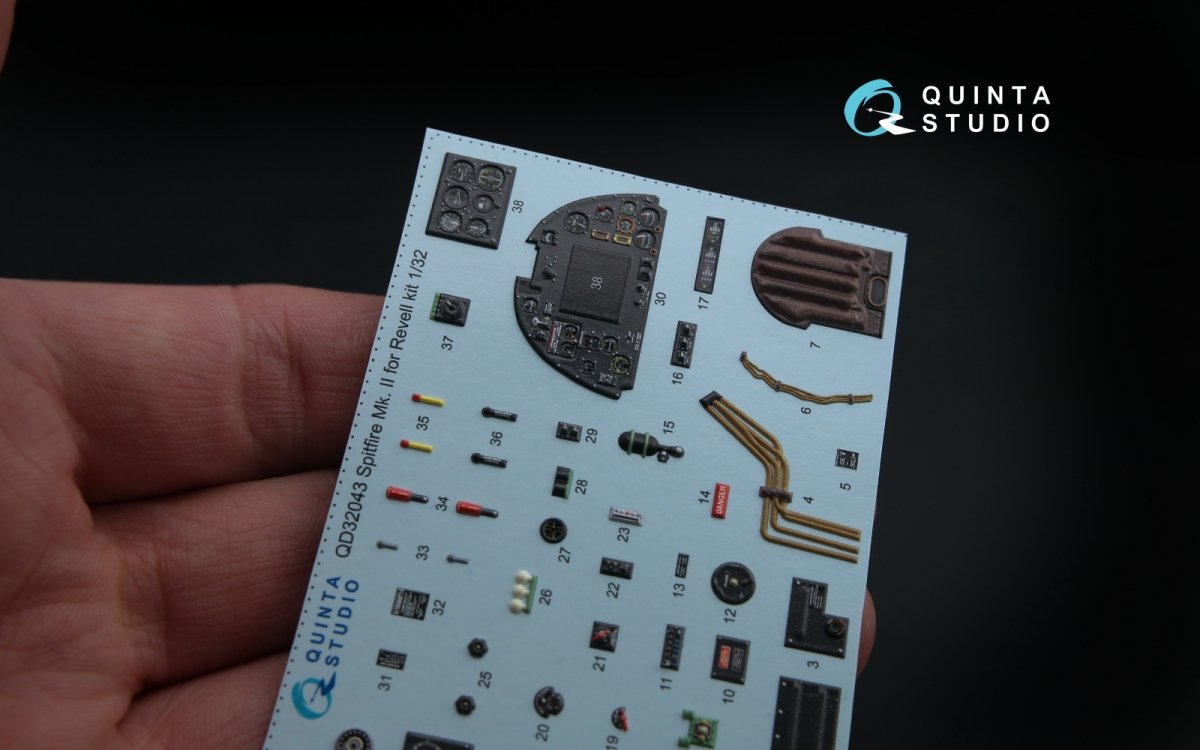 Quinta Studio QD32043 Spitfire Mk. II 3D-Printed &amp;amp; coloured Interior on decal paper (for Revell kit) 1/32 – Bild 5